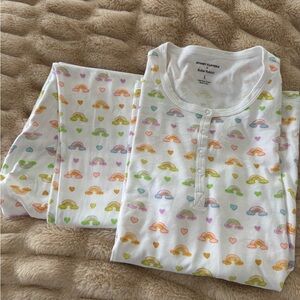 Stoney Clover Lane White Rainbow & Hearts Henley Pajama Set